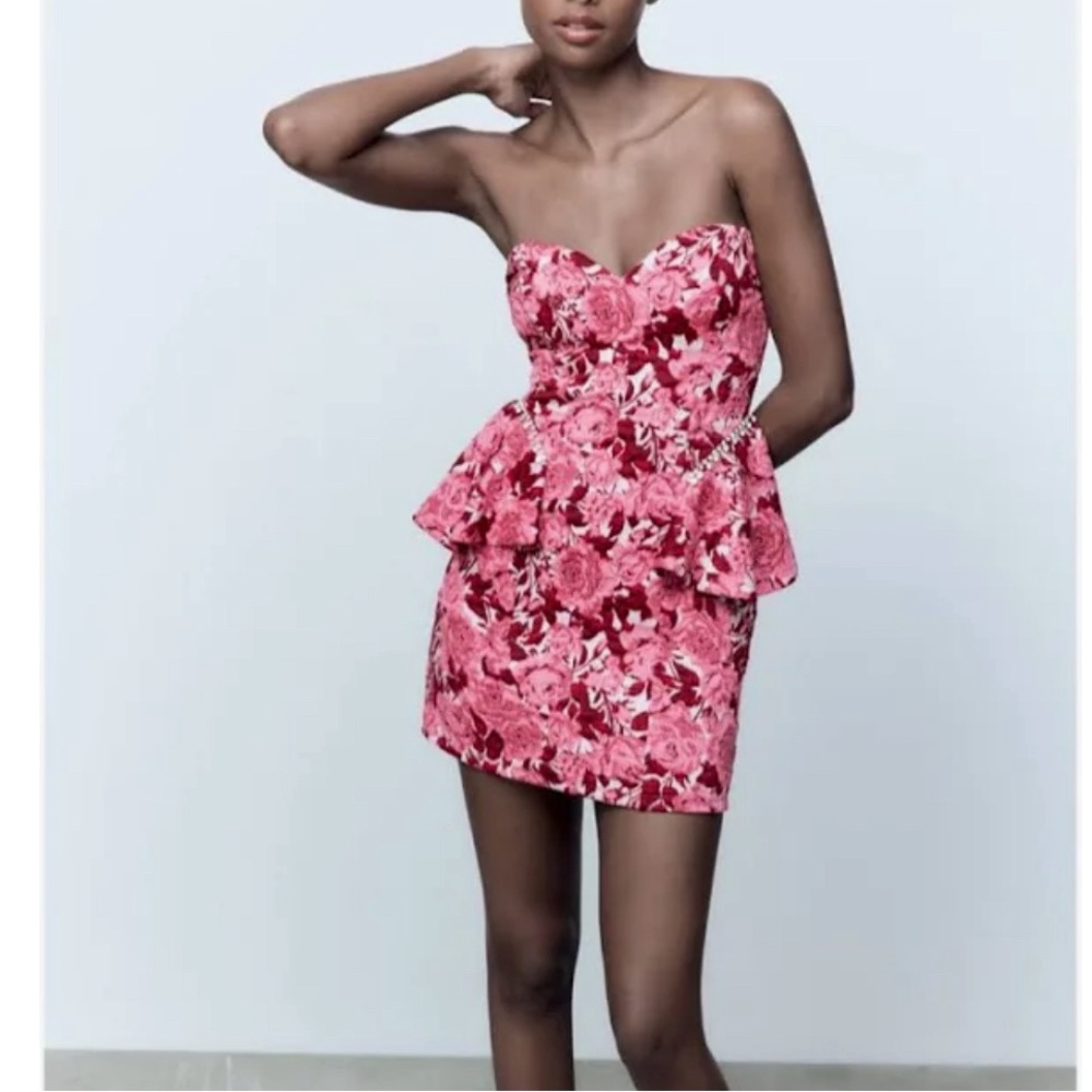 Zara peplum floral dress